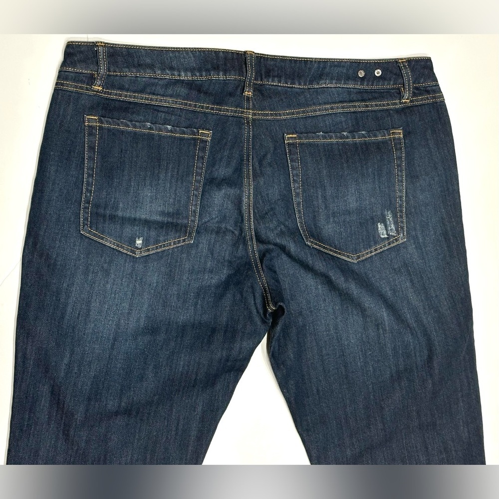 CABI Jeans Womens Size 14 Slim Boyfriend Fit Denim Distressed Dark Wash 3045 - Picture 7 of 13
